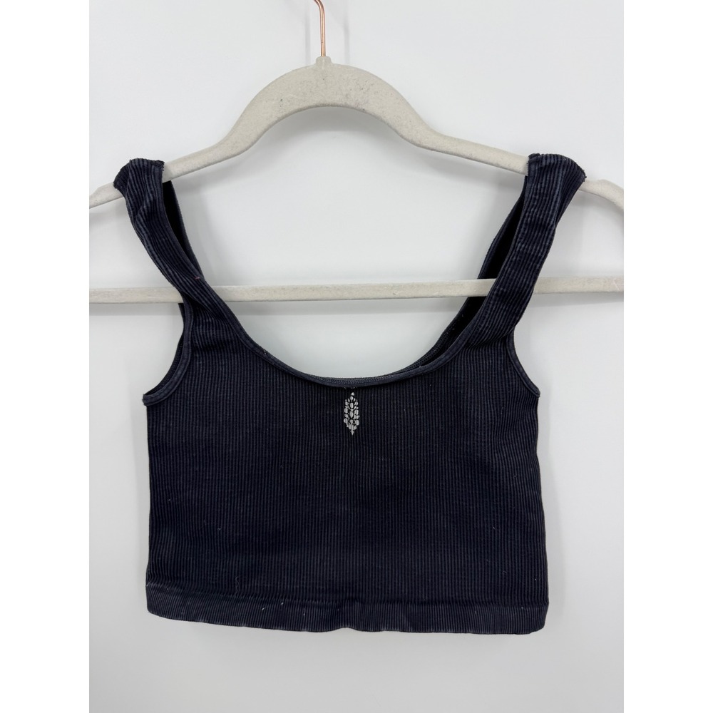 FP Movement round Neck Crop Top Womens XS/S Black Ribbed Seamless Tank